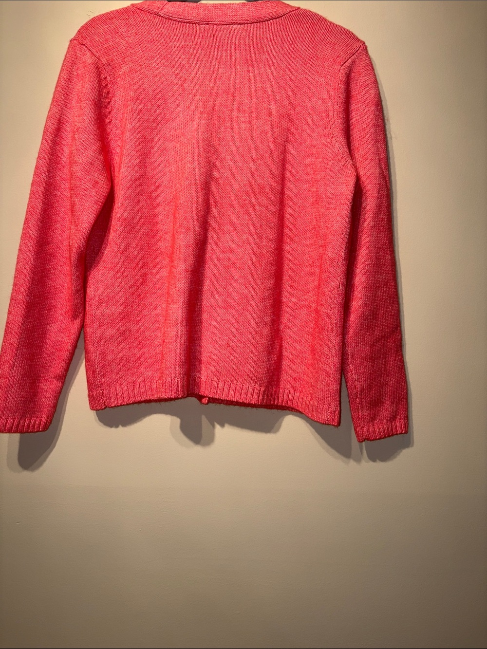 Talbots Coral Pink V-Neck Button Front Pocket Cardigan - Picture 7 of 9